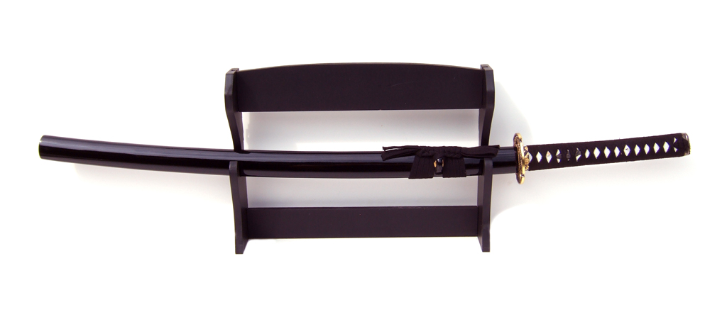 Samurai Katana \"Shinobi\", handgefertigt mit Wandhalterung 1