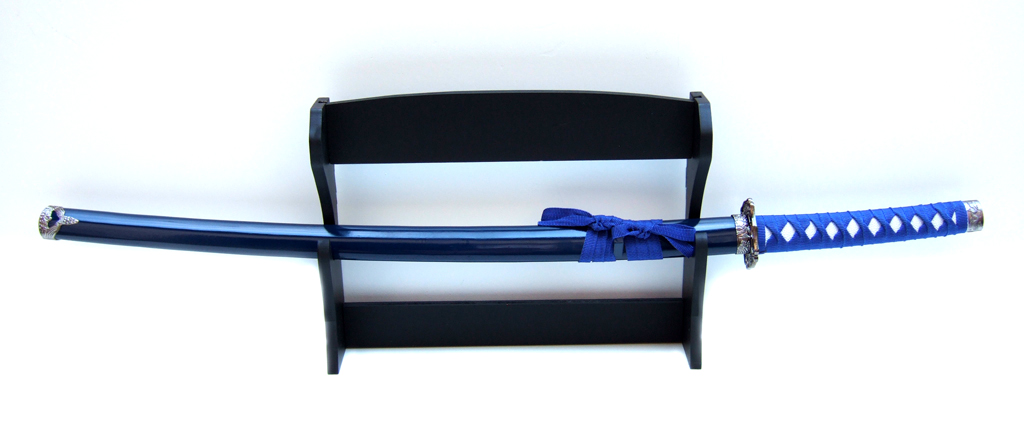 Samurai Katana blau mit Wandhalterung 1