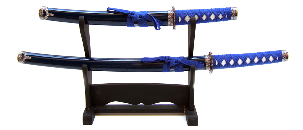 Samurai swords set, threeparted, blue 1