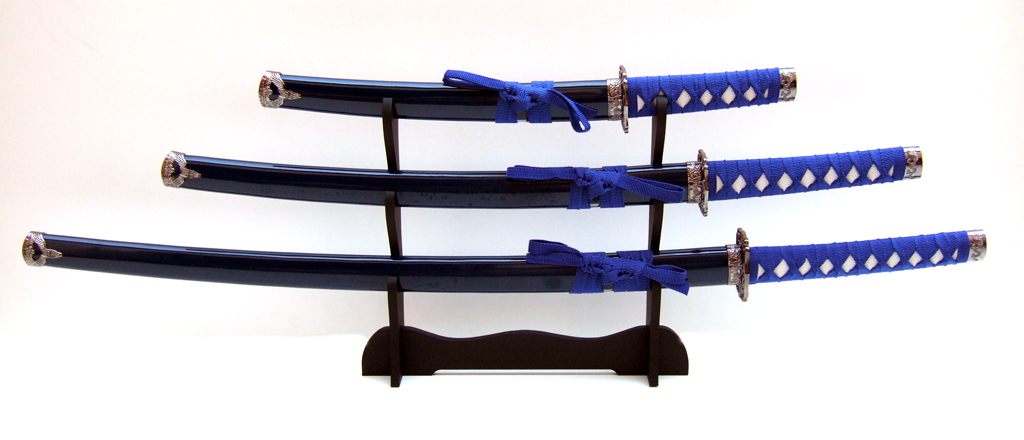 4-teiliges Samurai-Schwerter-Set, blau 1