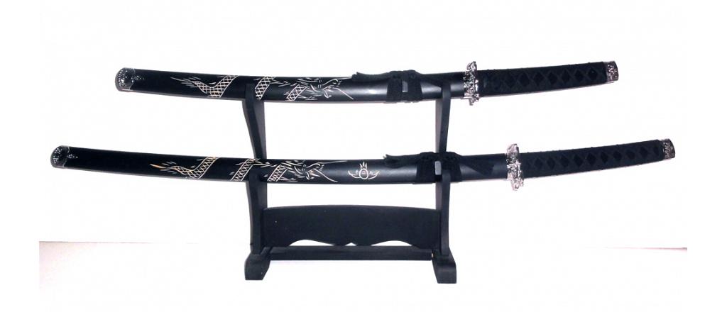 Samurai swords set, threeparted, dragon model 1