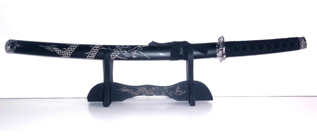 Samurai-Schwert, Wakizashi, Modell Drache mit Ständer 1