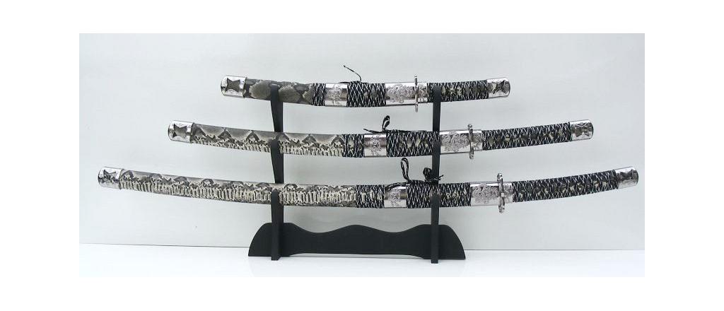 Samurai swords set, quartered, snake model 1