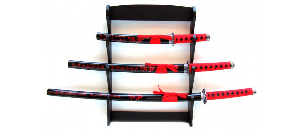 4-teiliges Samurai-Schwerter-Set \"Bushido\" mit Wandhalterung 1