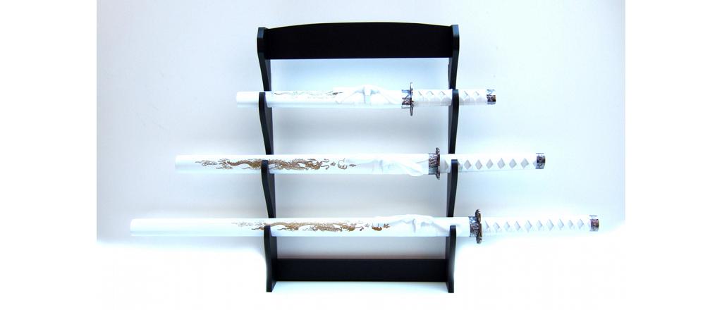 Samurai swords set, quartered \"Dragon\" with wallhanger 1