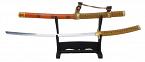 Samurai-Schwert, Katana, orange mit Zweier-Ständer Samurai-Schwert, Katana, orange mit Zweier-Ständer