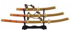 Samurai swords set, quartered, orange