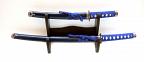 Samurai swords set, threeparted, blue with wallhanger