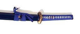 Samurai Katana blau, handgefertigt mit Wandhalterung 4