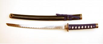 4-teiliges Samurai-Schwerter-Set, blau mit Wandhalterung 3