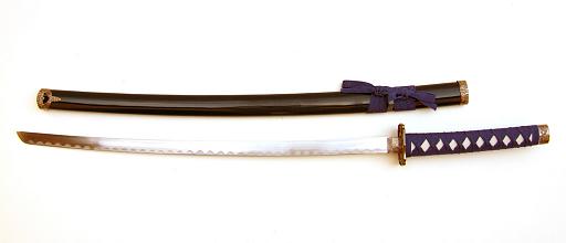 Samurai Katana blau mit Katana-Ständer 3