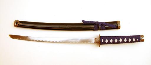 3-teiliges Samurai-Schwerter-Set, blau mit Wandhalterung 2